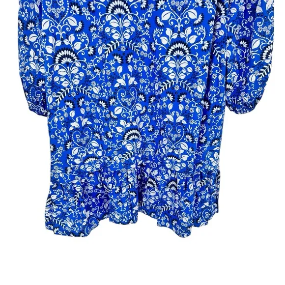 Sugarlips Lulu Floral Dixie Split Neck Shift Dress Light Blue size 2X NWOT