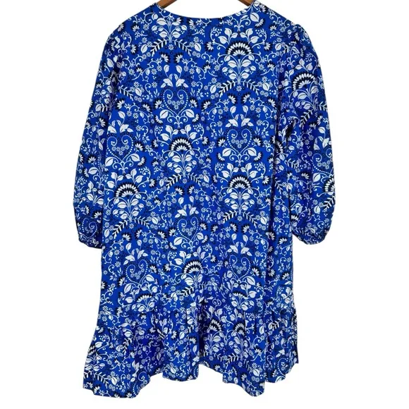 Sugarlips Lulu Floral Dixie Split Neck Shift Dress Light Blue size 2X NWOT
