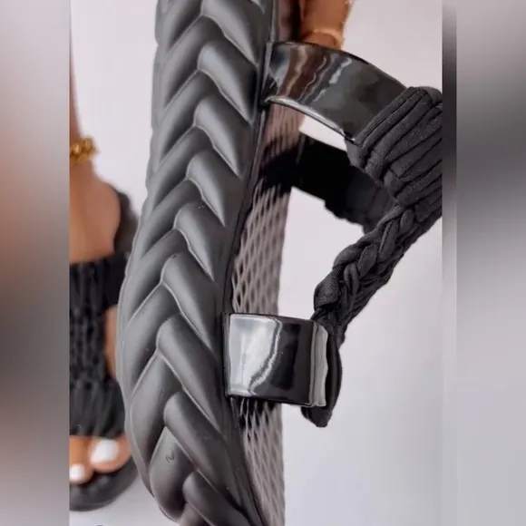 Summer Soft Sole Braided Sandals - Women's Solid Color Platform