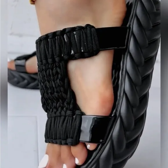 Summer Soft Sole Braided Sandals - Women's Solid Color Platform