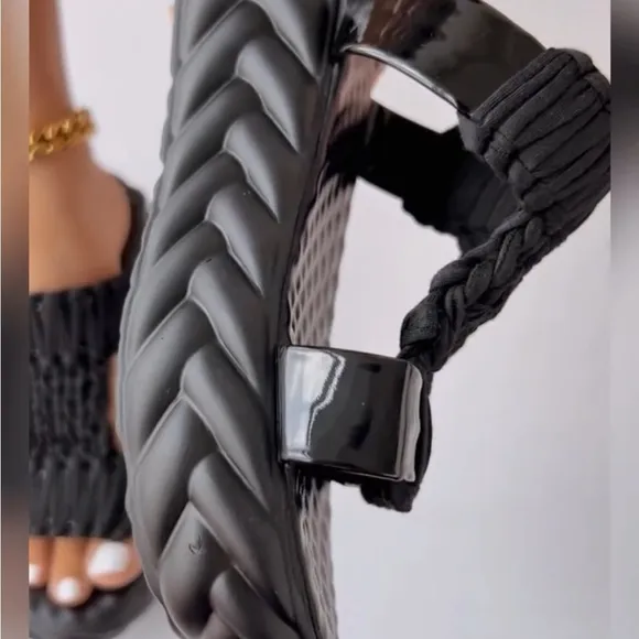 Summer Soft Sole Braided Sandals - Women's Solid Color Platform