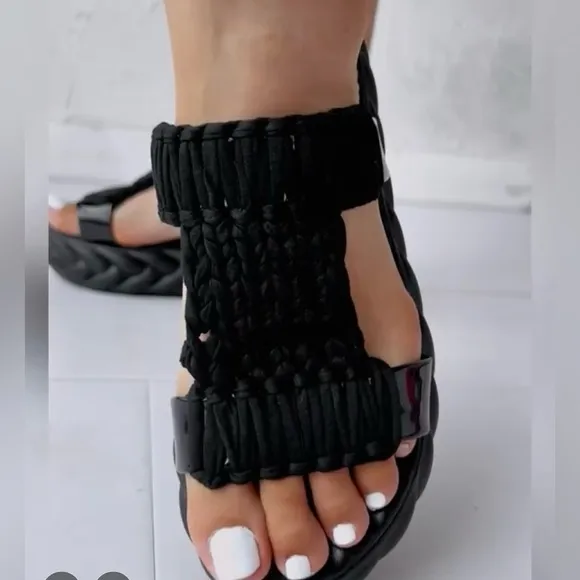 Summer Soft Sole Braided Sandals - Women's Solid Color Platform