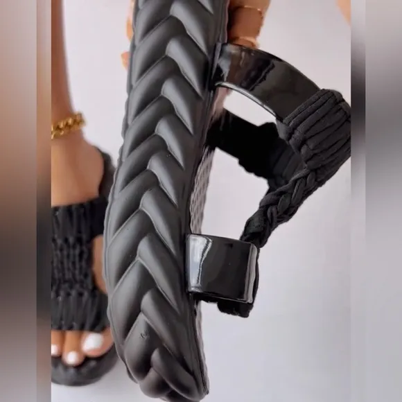 Summer Soft Sole Braided Sandals - Women's Solid Color Platform