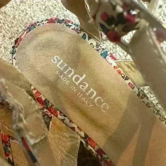 Sundance floral wedge heeled sandals size 40 NWOT