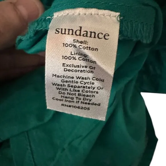 Sundance Sonata Easy Dress Teal Cotton Long Flowy Puff Sleeves Dress Size XL