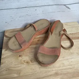 Sundance Womens Burnt Orange Suede/Leather Ankle Strap Platform Sandals Italy 10