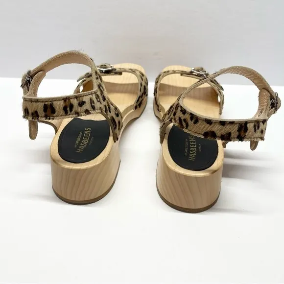 Swedish Hasbeens Block Heel Sandals Leopard Size 37