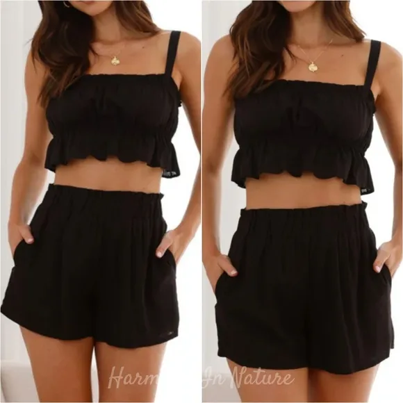 Sweetly Squared Shorts Set - Black