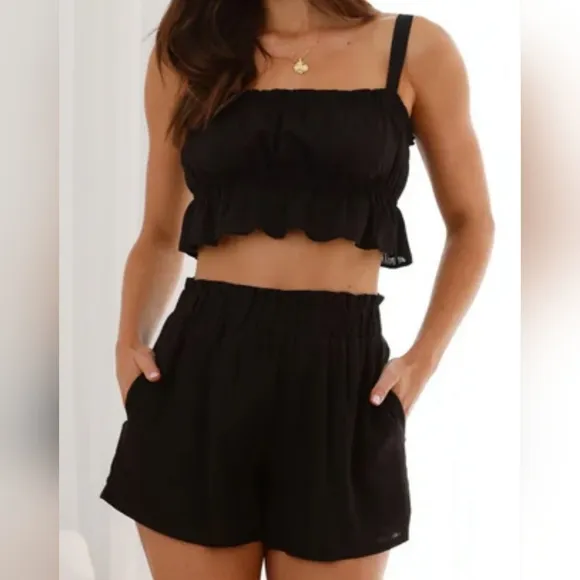 Sweetly Squared Shorts Set - Black