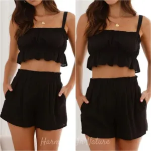 Sweetly Squared Shorts Set - Black