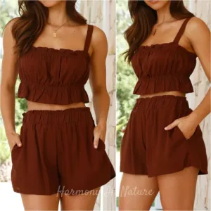Sweetly Squared Shorts Set - Burgundy