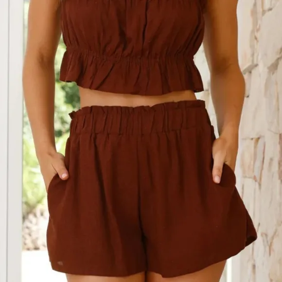 Sweetly Squared Shorts Set - Burgundy