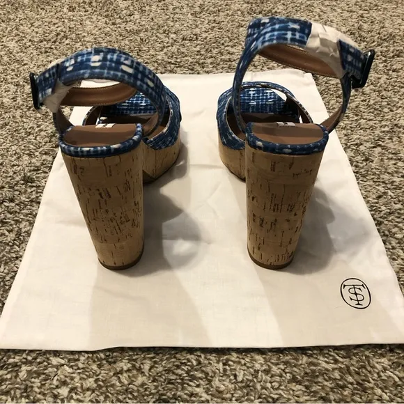 Tabitha Simmons Elena Crisscross Platform Cork Wedge Heel Sandals