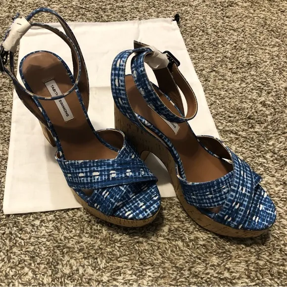 Tabitha Simmons Elena Crisscross Platform Cork Wedge Heel Sandals