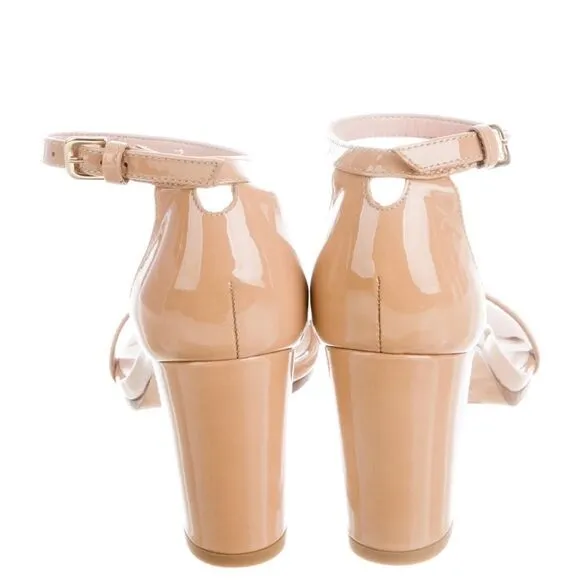 Tan patent leather Stuart Weitzman sandals