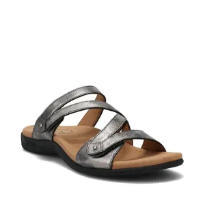 Taos Double U Pewter Leather Comfort Sandals Women Size 11