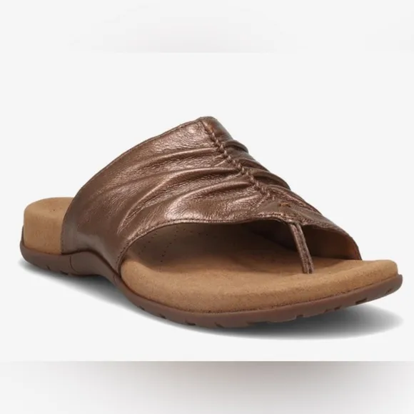 Taos footwear Taos Gift 2 Thong Sandals Black bronze Soft Support Recovery Foam