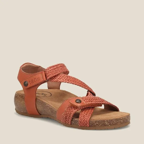 Taos Footwear Trulie Terracotta Orange and Tan Sandals Size 8-8.5