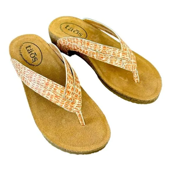 Taos Footwear Women Terracotta Multi Link Slip On Thong Sandals EU 37 US 6-6.5
