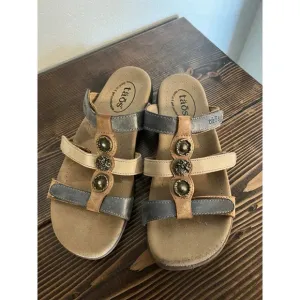 TAOS Prize 4 Steel Multi Adjustable Top straps Leather Slide On Sandals Size 8