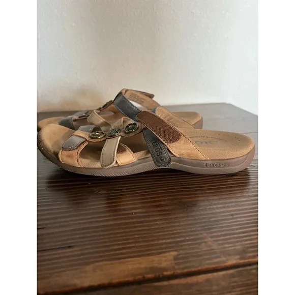 TAOS Prize 4 Steel Multi Adjustable Top straps Leather Slide On Sandals Size 8