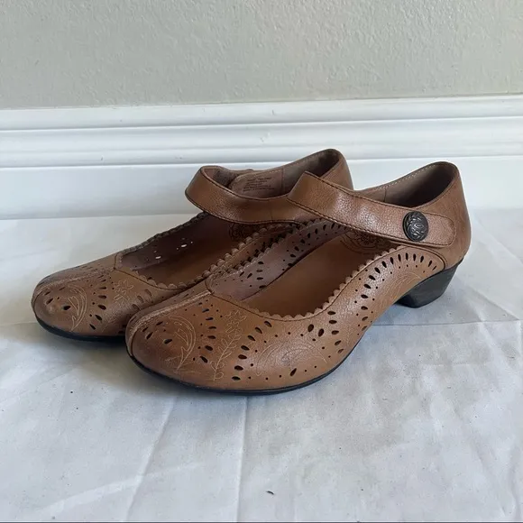 Taos Tango Mary Jane Wedge Sandals Leather Women Size 7.5