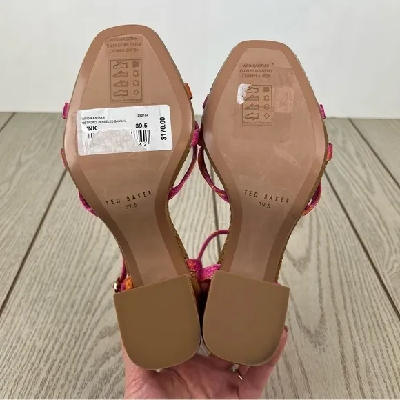 Ted Baker London Kasiras Woven Heel Sandals EUR39.5/US9 Pink with Orange $170