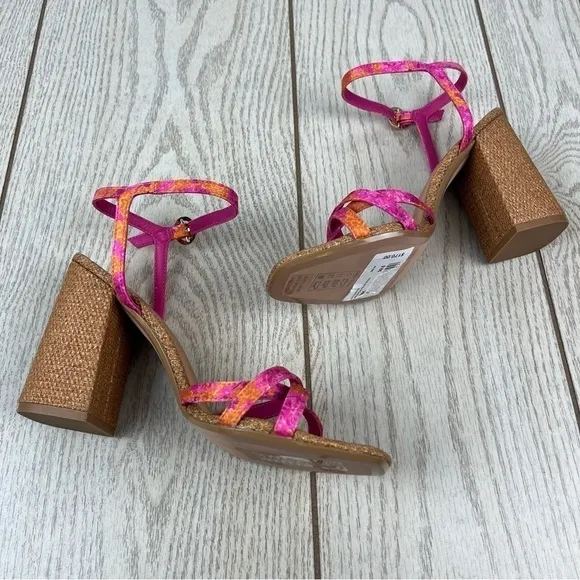 Ted Baker London Kasiras Woven Heel Sandals EUR39.5/US9 Pink with Orange $170