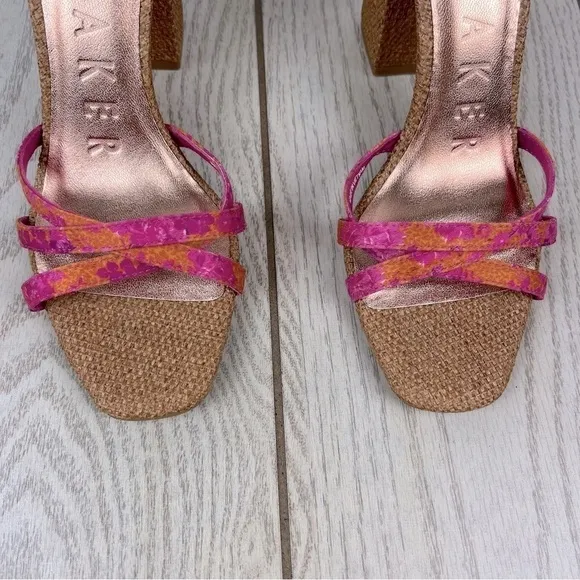 Ted Baker London Kasiras Woven Heel Sandals EUR39.5/US9 Pink with Orange $170