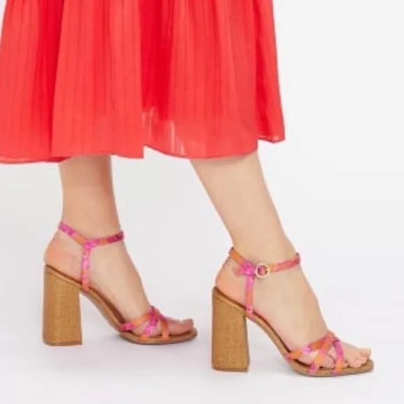Ted Baker London Kasiras Woven Heel Sandals EUR39.5/US9 Pink with Orange $170