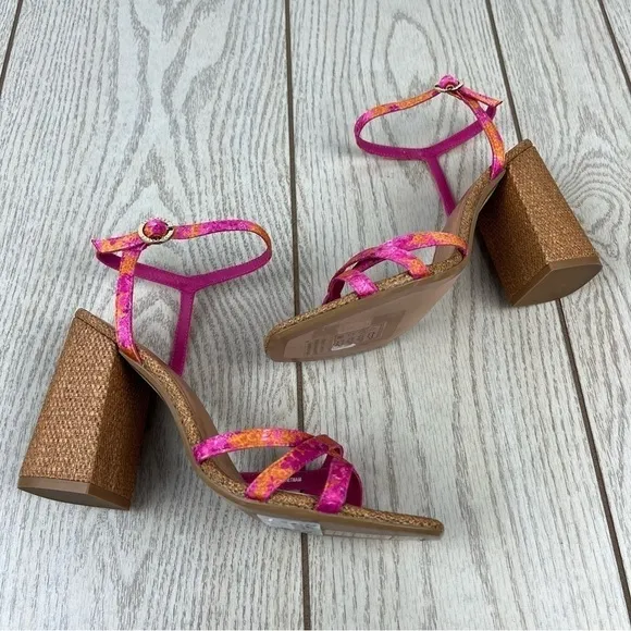 Ted Baker London Kasiras Woven Heel Sandals EUR39.5/US9 Pink with Orange $170