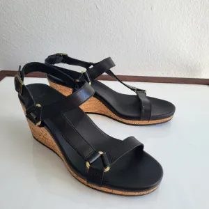 Teva Arrabelle Universal Leather Black Cork Wedge Sandal.