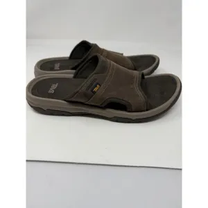 Teva Langdon Slide Walnut Leather Sandals Mens Sz 12 CampBeach Pool Slides NWOT