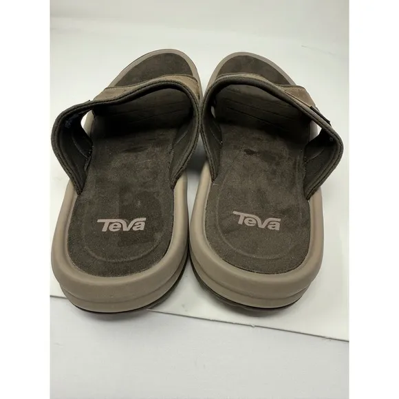 Teva Langdon Slide Walnut Leather Sandals Mens Sz 12 CampBeach Pool Slides NWOT