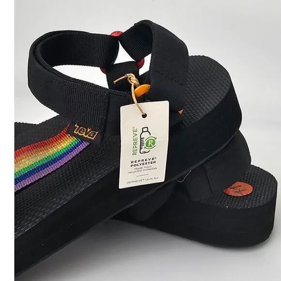 Teva Midform Universal Pride Platform Sandals Shimmer Metallic Rainbow Men's 11