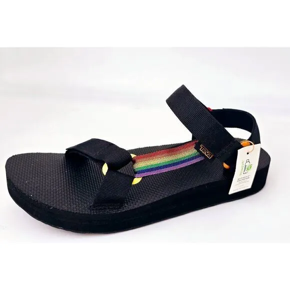 Teva Midform Universal Pride Platform Sandals Shimmer Metallic Rainbow Men's 11