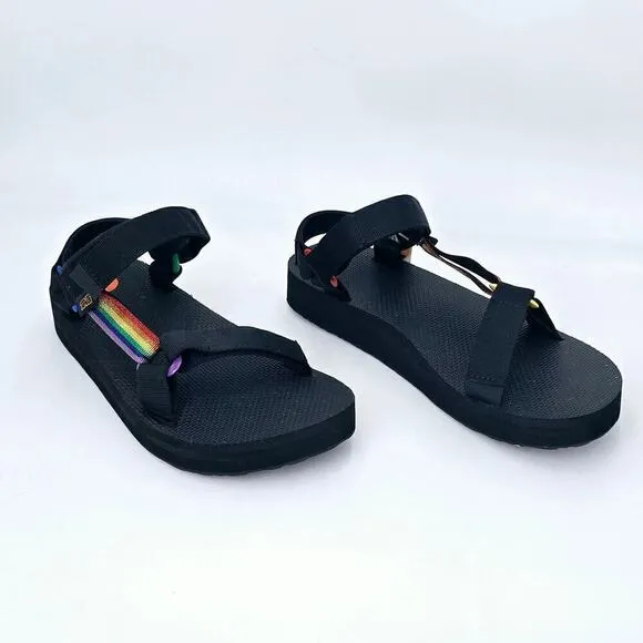 Teva Midform Universal Pride Platform Sandals Shimmer Metallic Rainbow Men's 11