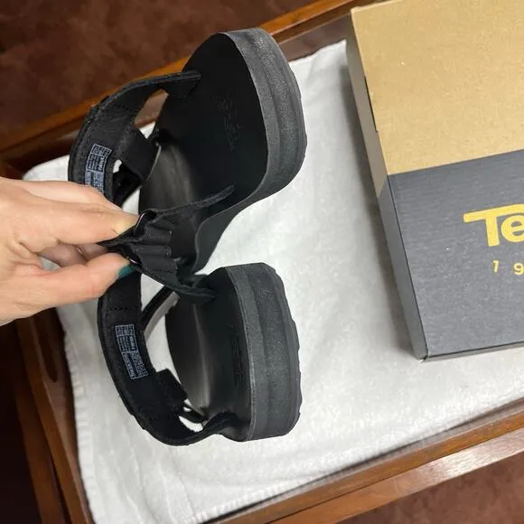 Teva Sandals Men's Size 8 Universal Slide Leather Black Adjustable New in Box