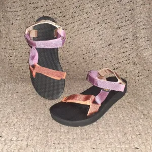TEVA-Universal Midform-Metallic Colorful Sandals-Classic-Sz 9-Near Mint