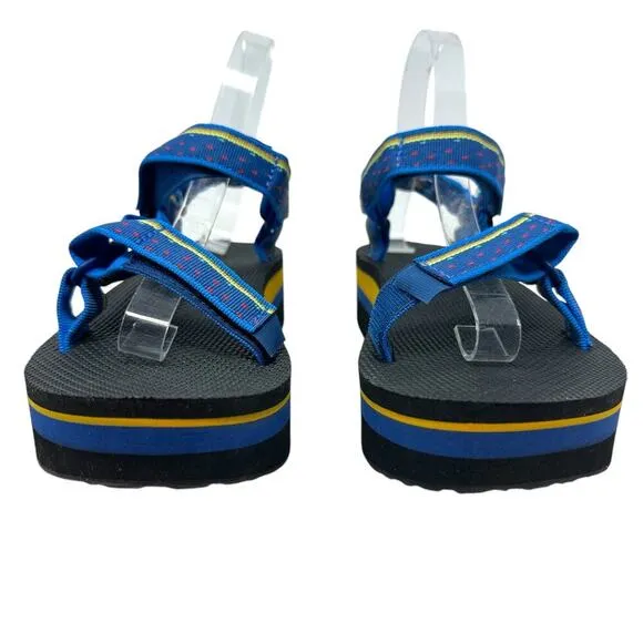 Teva Women's Flatform Universal Sandals Unicorn Blue Yellow Size US 8