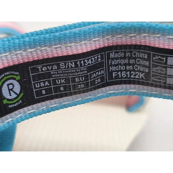 Teva Womens Original Universal Gradiate Multi Pastel Sandals Size 8