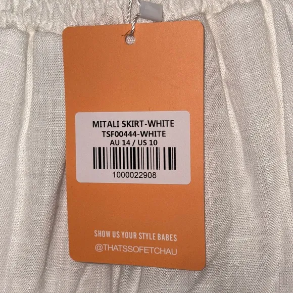 That’s So Fetch Linen Mitali Skirt in White Size 10