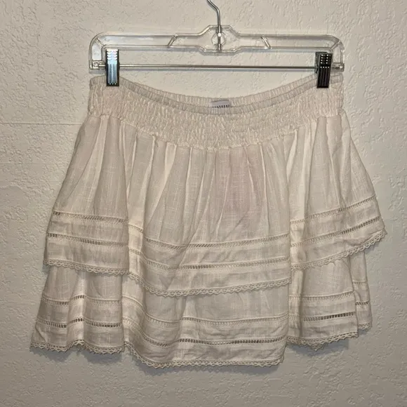That’s So Fetch Linen Mitali Skirt in White Size 10