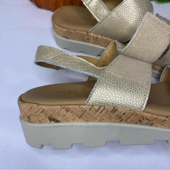 The Flexx Two Straps Adjustable Sandal Gold Size 6.5