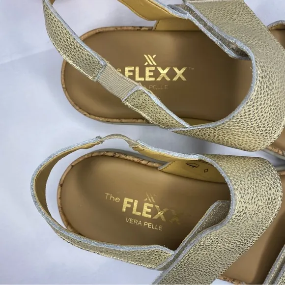 The Flexx Two Straps Adjustable Sandal Gold Size 6.5