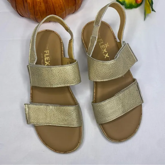 The Flexx Two Straps Adjustable Sandal Gold Size 6.5