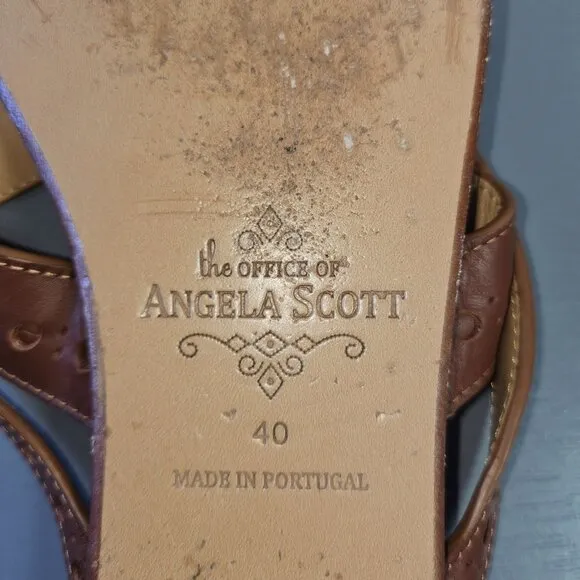 The Office Of Angela Scott Brown Leather Womens Sandals With Dust Bag Size 40