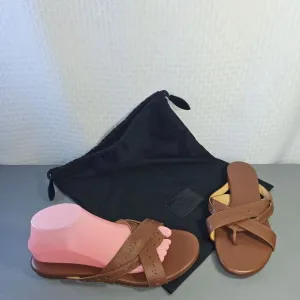 The Office Of Angela Scott Brown Leather Womens Sandals With Dust Bag Size 40