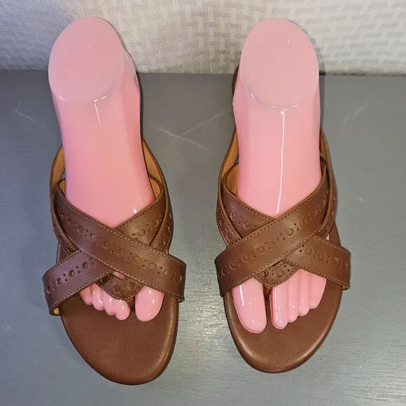 The Office Of Angela Scott Brown Leather Womens Sandals With Dust Bag Size 40