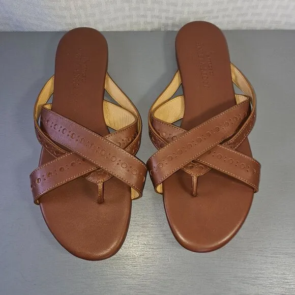 The Office Of Angela Scott Brown Leather Womens Sandals With Dust Bag Size 40
